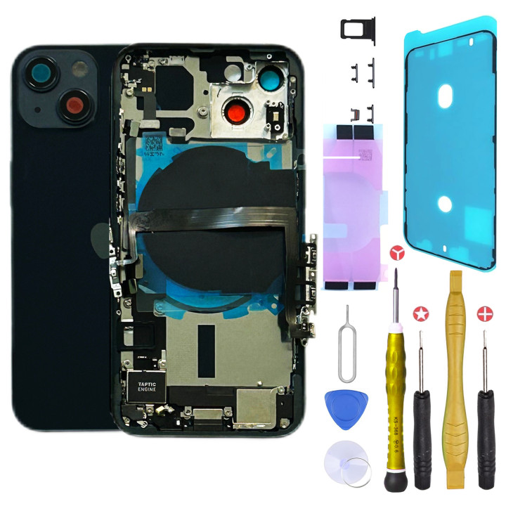 Châssis complet prémonté pour iPhone 13 Mini Noir + NFC + joint + outils