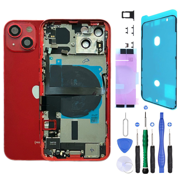 Châssis complet prémonté pour iPhone 13 Mini Rouge + NFC + joint + outils