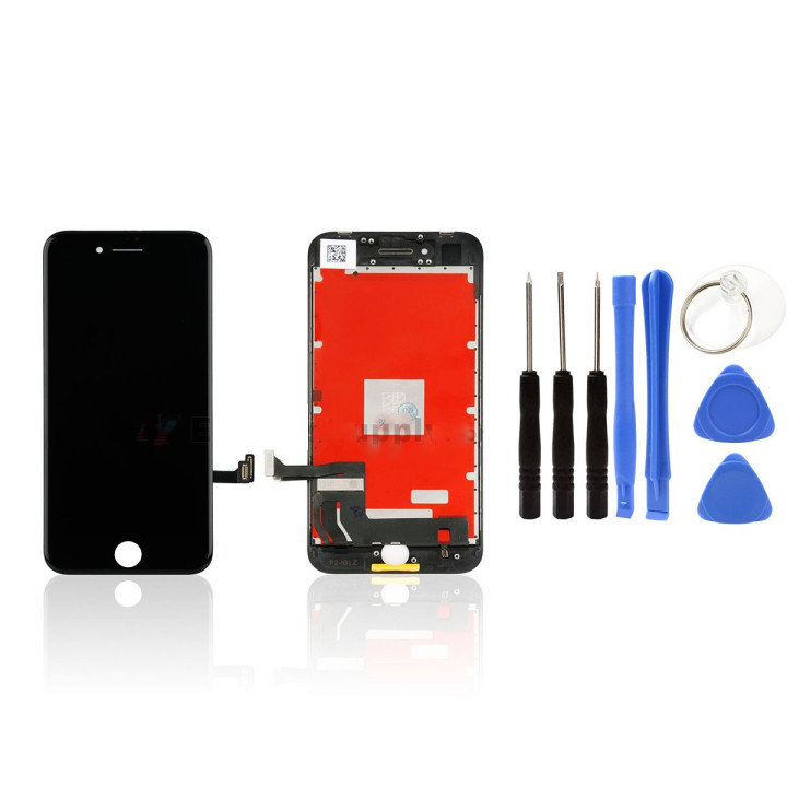 ECRAN LCD + VITRE TACTILE SUR CHASSIS POUR IPHONE 8 NOIR + OUTILS
