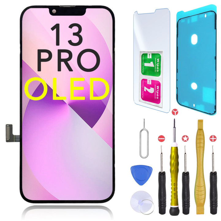 Écran OLED pour iPhone 13 Pro + joint + verre trempé + outils