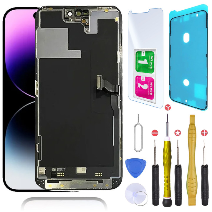 Écran pour iPhone 14 Pro + joint + verre trempé + outils