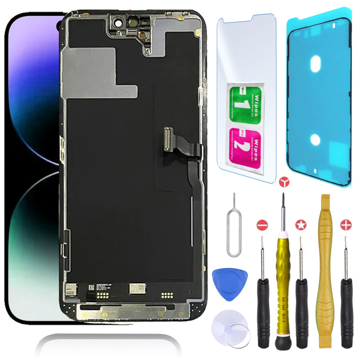 Écran OLED pour iPhone 14 Pro Max + joint + verre trempé + outils