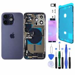 Complete Premounted replacement rear chassis for iPhone 14 PRO MAX PURPLE + GLUE