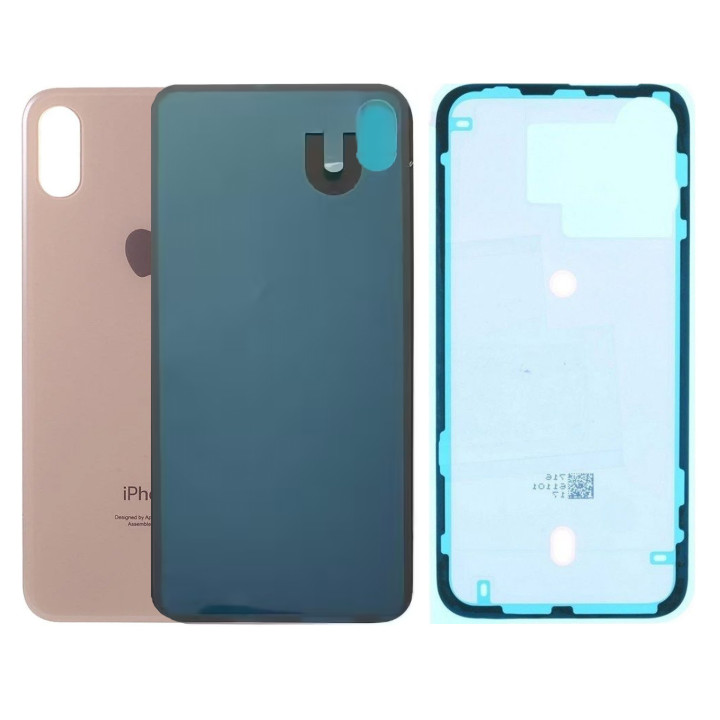 Vitre Arriere pour iPhone XS Or Gold Avec Colle Pre installé + Grand trou