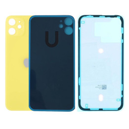 Vitre Arriere pour iPhone 11 Jaune Avec Colle Pre installé + Grand trou