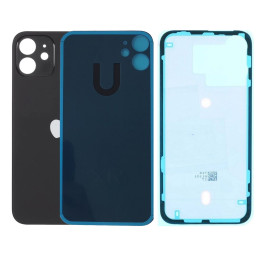 Vitre Arriere pour iPhone 12 Noir Avec Colle Pre installé, Grand trou