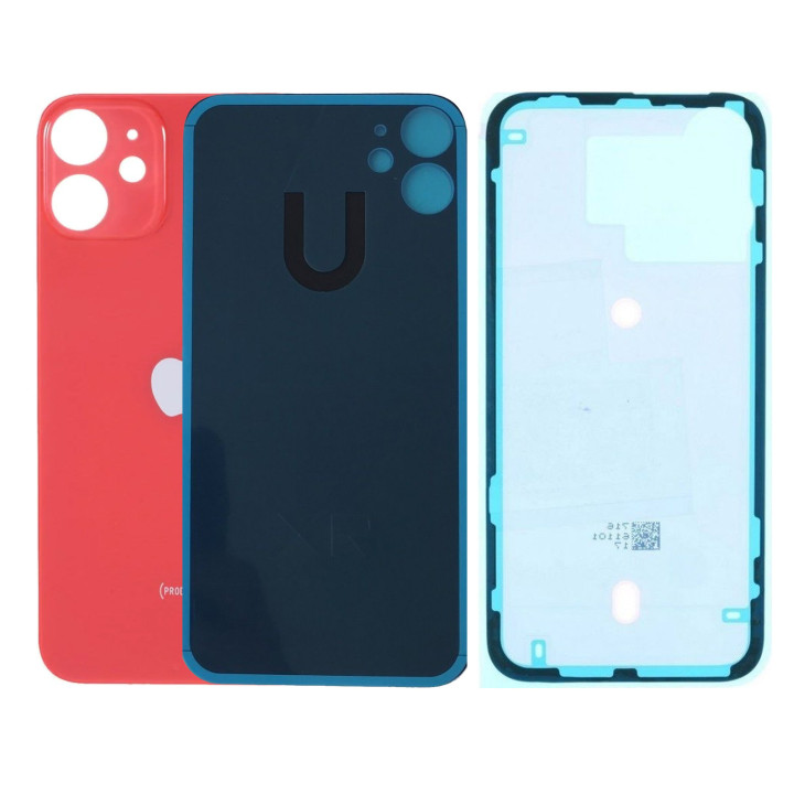 Vitre Arriere Remplacement +Colle pour iPhone 12 ROUGE