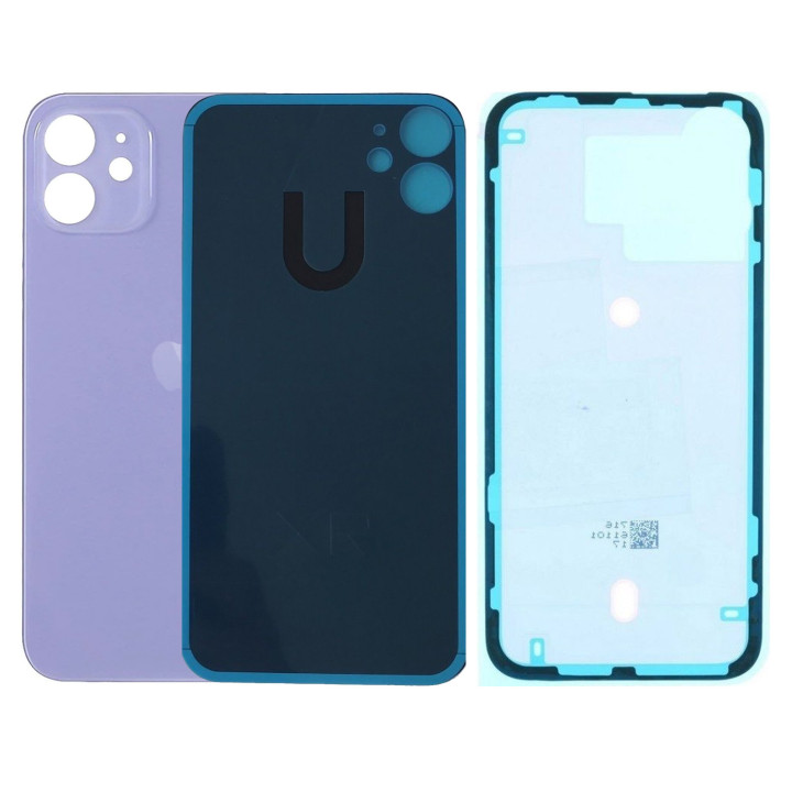 Vitre Arriere pour iPhone 12 Mini Violet, Colle Pre installé + Grand trou
