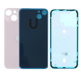 Vitre Arriere pour iPhone 13 Rose, Colle Pre installé + Grand trou