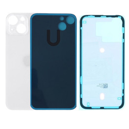 Vitre Arriere pour iPhone 13 Mini Blanc, Colle Pre installé + Grand trou