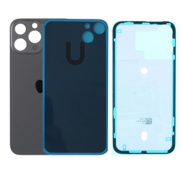 Vitre Arriere pour iPhone 13 Pro Max Graphite Noir, avec Colle + Grand trou