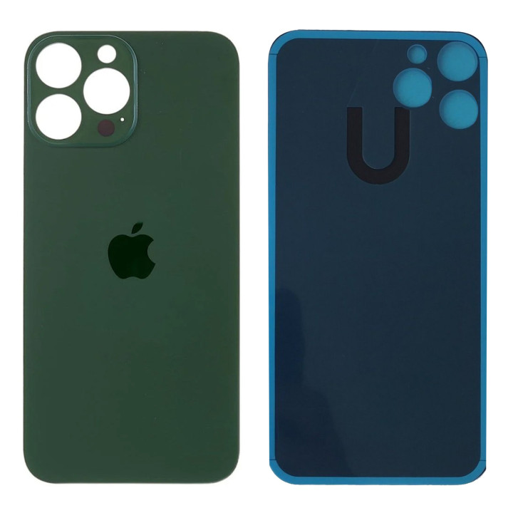 Vitre Arriere pour iPhone 13 Pro Vert Alpin, Colle Pre installé + Grand trou