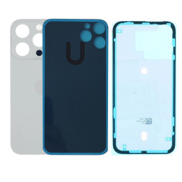 Vitre Arriere pour iPhone 14 Pro Blanc, Colle Pre installé + Grand trou