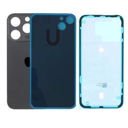 Vitre Arriere pour iPhone 14 Pro Max Noir Space, Colle Pre installé + Grand trou