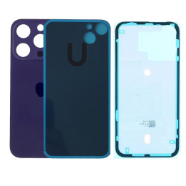 Vitre Arriere pour iPhone 14 Pro Max Violet, Colle Pre installé + Grand trou