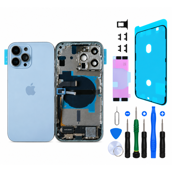 Châssis complet prémonté pour iPhone 13 Pro Bleu + joint + outils