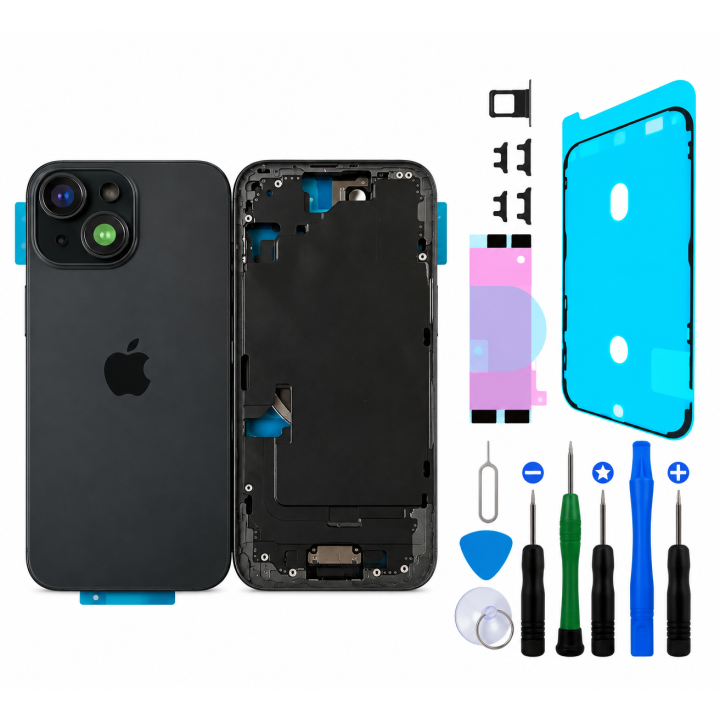 Bare rear chassis for iPhone 15 Black + tools + seal