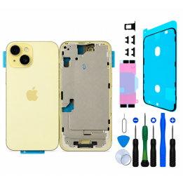 Châssis arrière NU pour iPhone 15 Plus Jaune + outils + joint