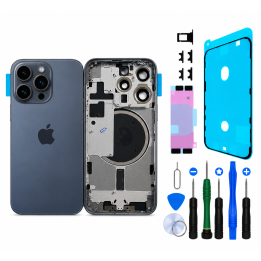 Châssis arrière NU pour iPhone 15 Pro Bleu + outils + joint