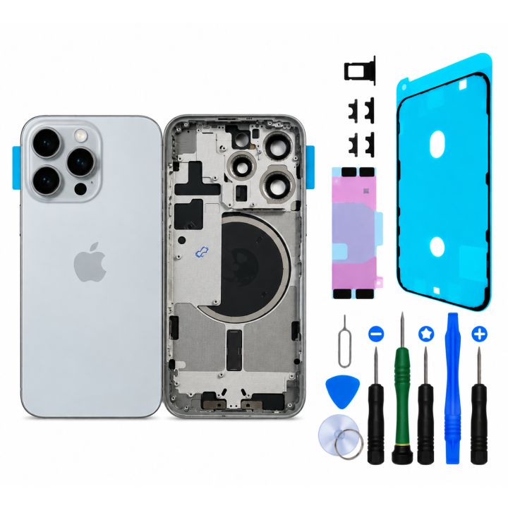 Bare rear chassis for iPhone 15 Pro White + tools + seal