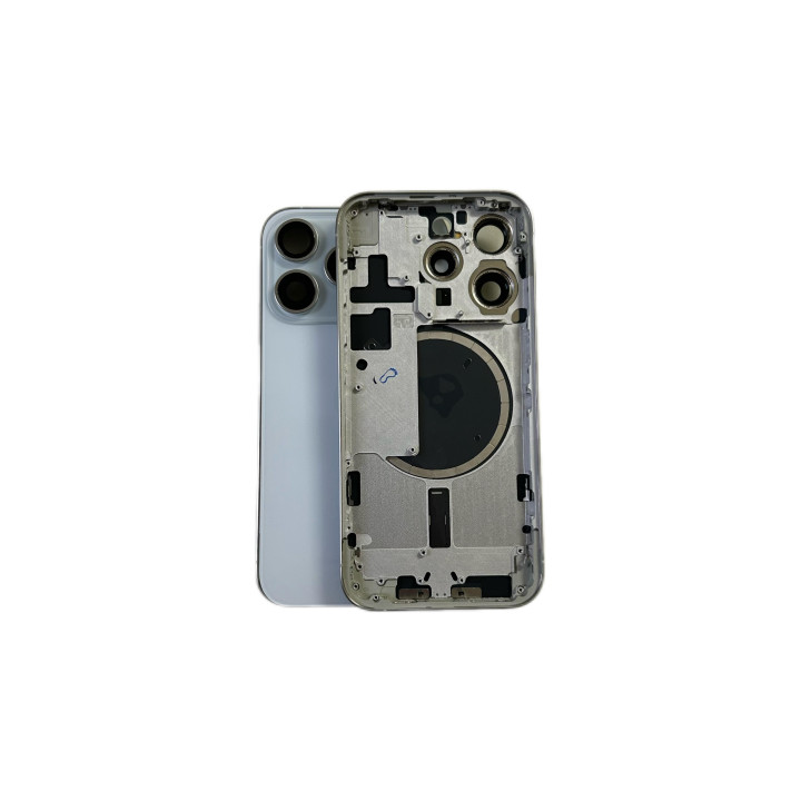 Châssis arrière NU pour iPhone 15 Pro Max Blanc + outils + joint