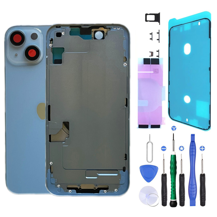 Châssis arrière NU pour iPhone 14 Plus Bleu + outils + joint