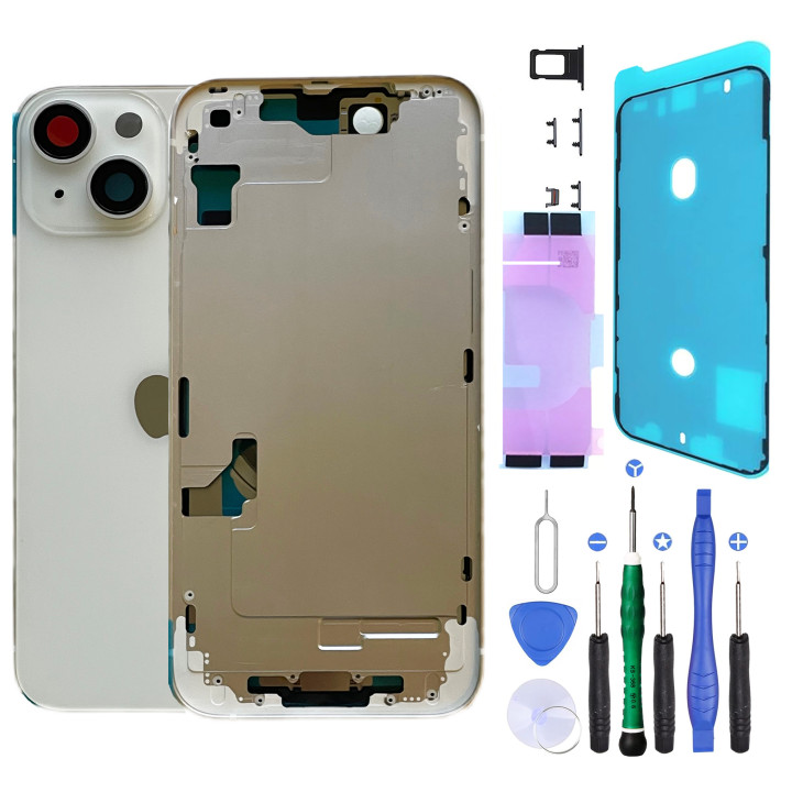 Châssis arrière NU pour iPhone 14 Plus Blanc + outils + joint