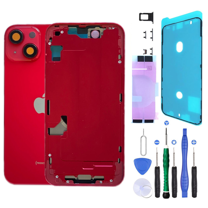 Bare rear chassis for iPhone 14 Plus Red + tools + seal