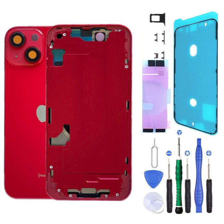 Châssis arrière NU pour iPhone 14 Plus Rouge + outils + joint