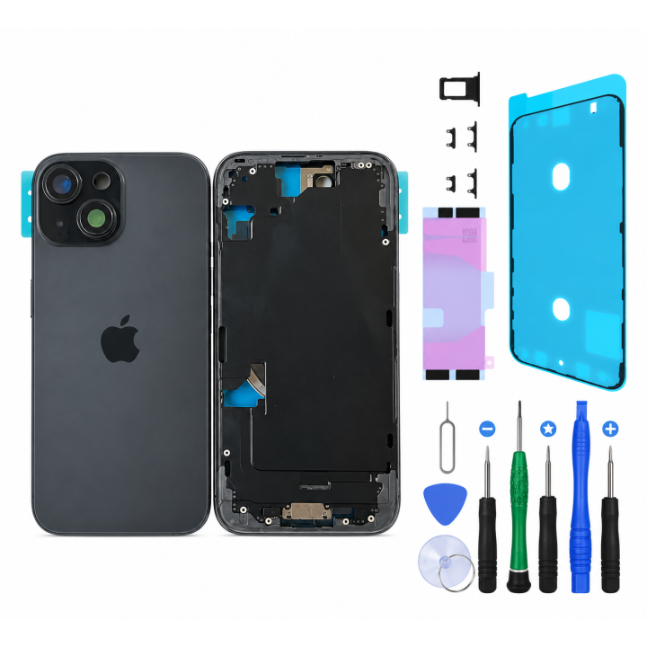 Complete preassembled chassis for iPhone 15 Black + seal + tools