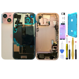 Châssis complet prémonté pour iPhone 15 Rose + joint + outils