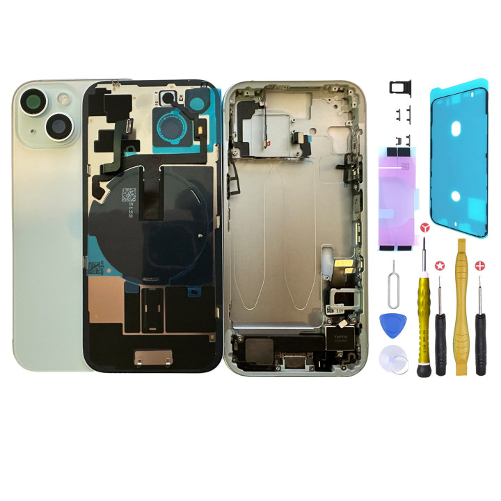 Châssis complet prémonté pour iPhone 15 Plus Bleu + joint + outils