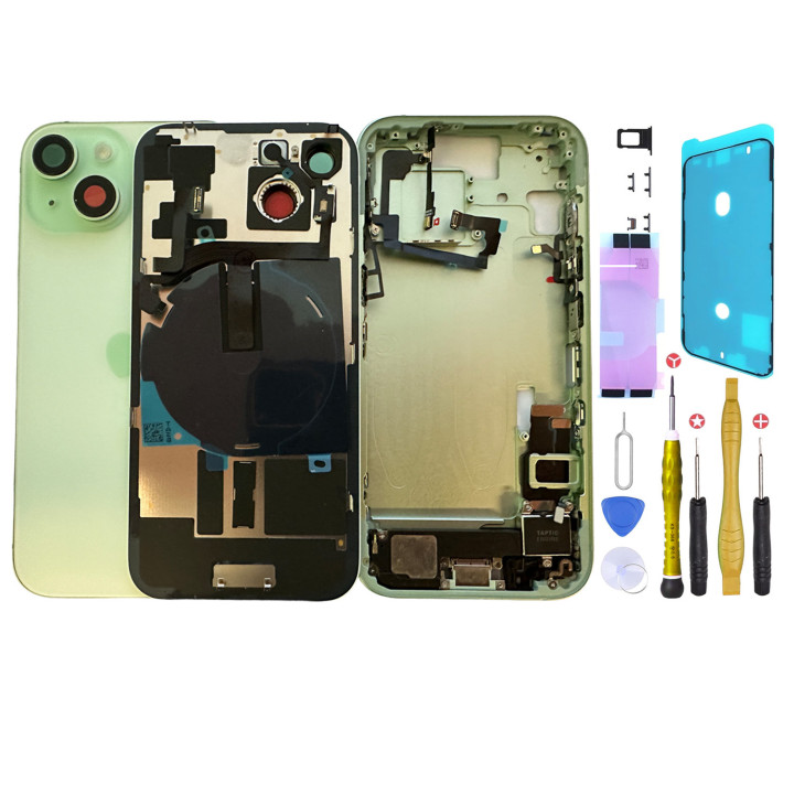 Complete preassembled chassis for iPhone 15 Plus Green + seal + tools