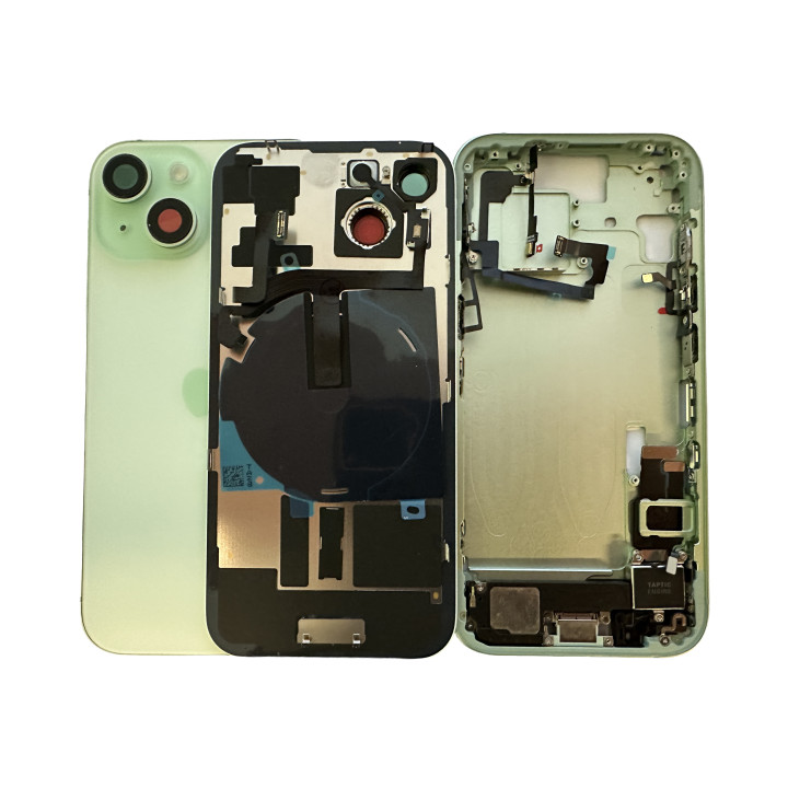 Châssis complet prémonté pour iPhone 15 Plus Vert + joint + outils
