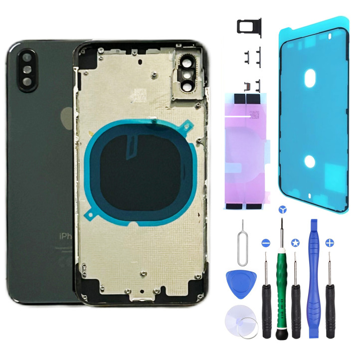 NUDE replacement chassis for iPhone X BLACK or WHITE (Silver) + GLUE