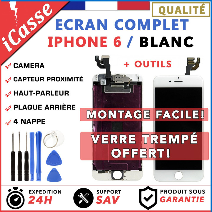 BLOC COMPLET TOUT ASSEMBLÉ VITRE TACTILE + ECRAN LCD RETINA IPHONE 6 BLANC