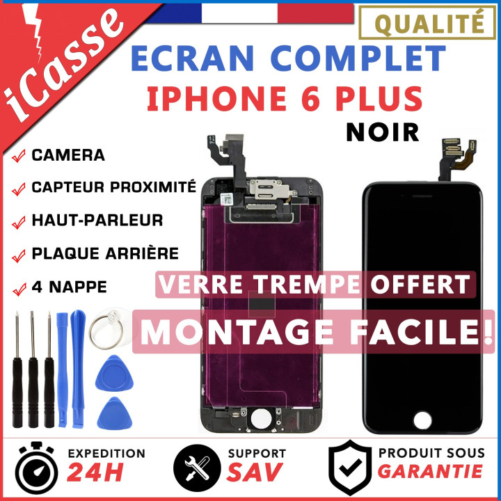 BLOC COMPLET TOUT ASSEMBLÉ VITRE TACTILE + ECRAN LCD IPHONE 6 PLUS NOIR