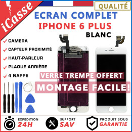 BLOC COMPLET TOUT ASSEMBLÉ VITRE TACTILE + ECRAN LCD IPHONE 6 PLUS BLANC